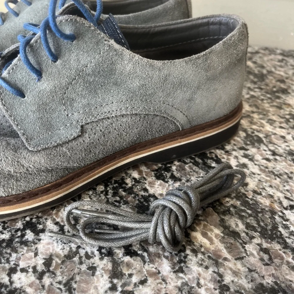 Vance Co. Men's Grey Suede Lace-Up Shoes (Size 10)